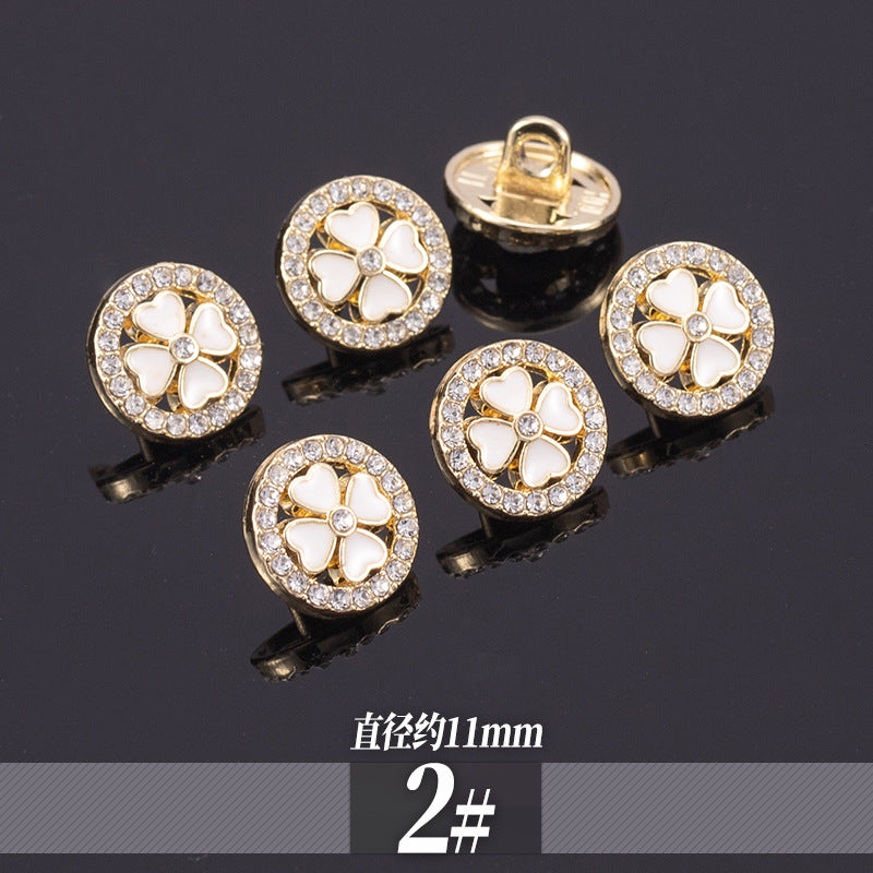 11-13mm Golden Metal Rhinestone Shirt Buttons 70 Pack