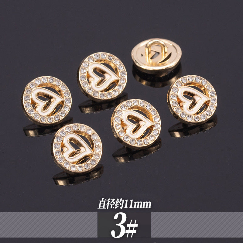 11-13mm Golden Metal Rhinestone Shirt Buttons 70 Pack