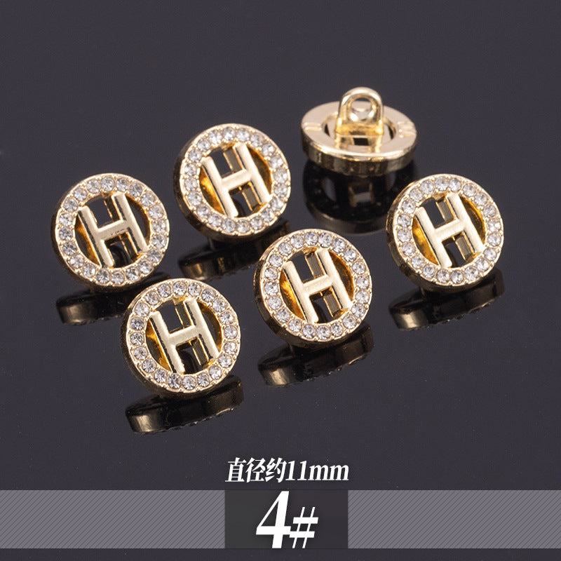 11-13mm Golden Metal Rhinestone Shirt Buttons 70 Pack