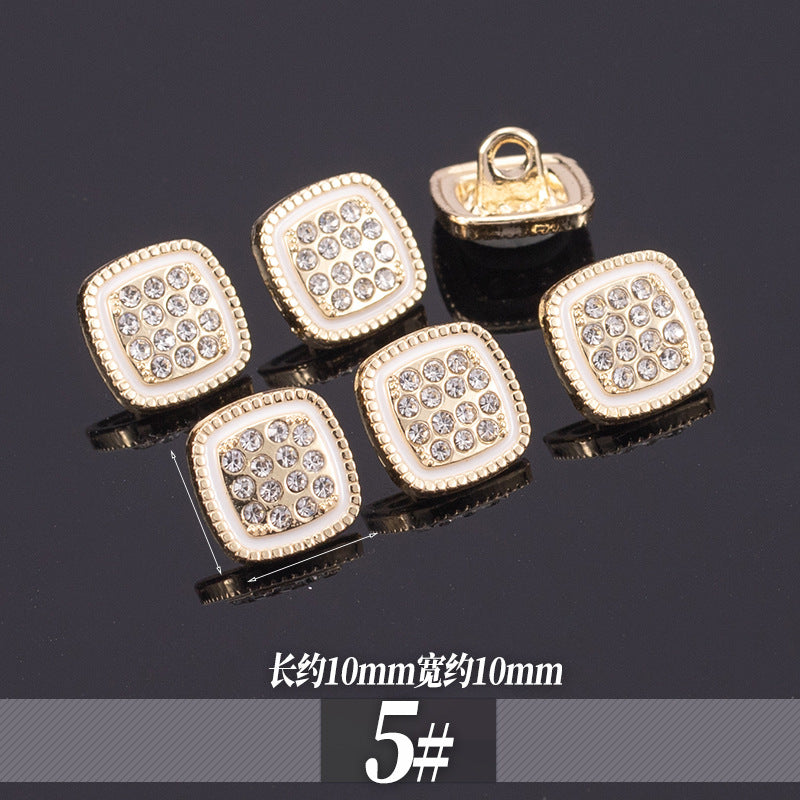 11-13mm Golden Metal Rhinestone Shirt Buttons 70 Pack