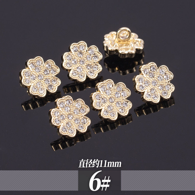 11-13mm Golden Metal Rhinestone Shirt Buttons 70 Pack