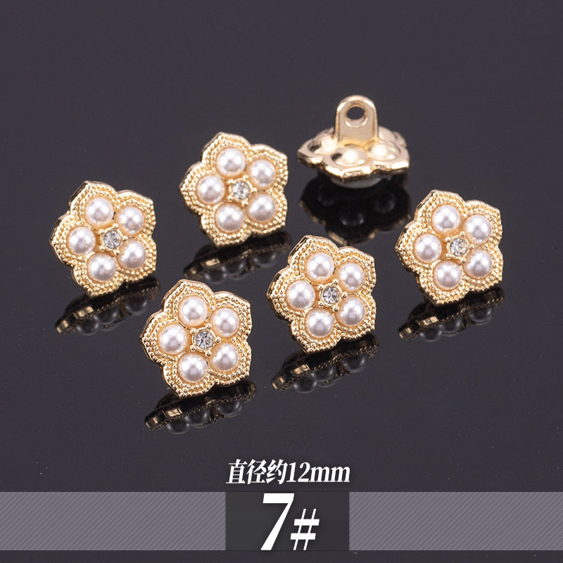 11-13mm Golden Metal Rhinestone Shirt Buttons 70 Pack