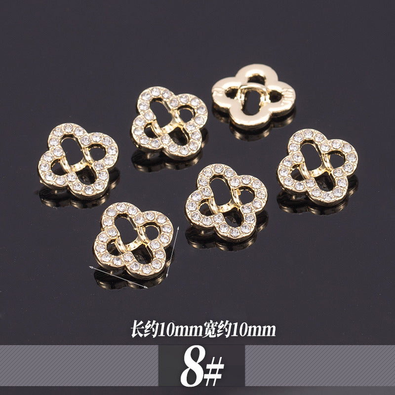 11-13mm Golden Metal Rhinestone Shirt Buttons 70 Pack
