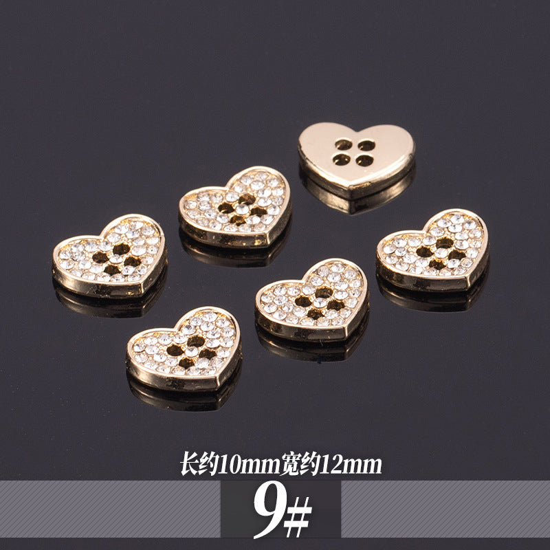 11-13mm Golden Metal Rhinestone Shirt Buttons 70 Pack