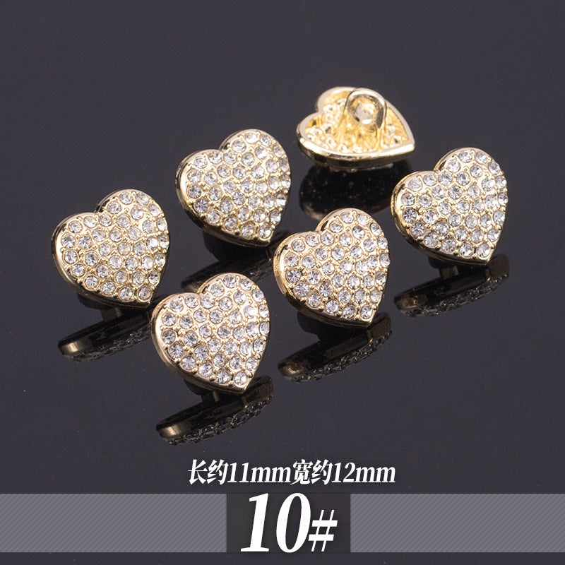 11-13mm Golden Metal Rhinestone Shirt Buttons 70 Pack