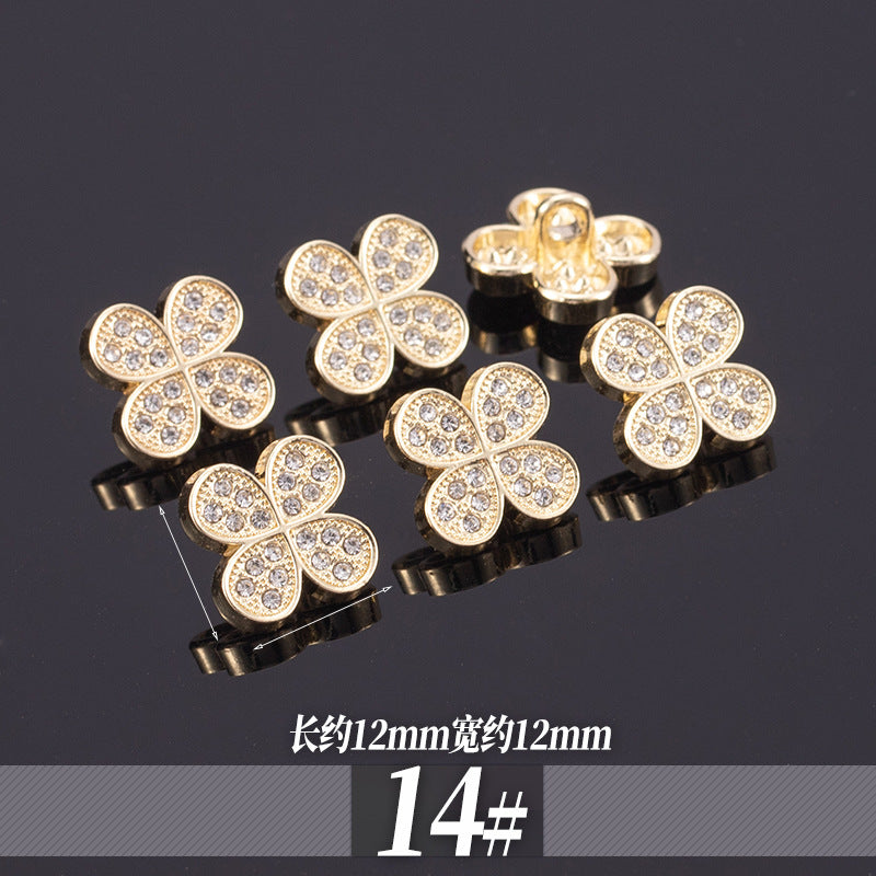 11-13mm Golden Metal Rhinestone Shirt Buttons 70 Pack