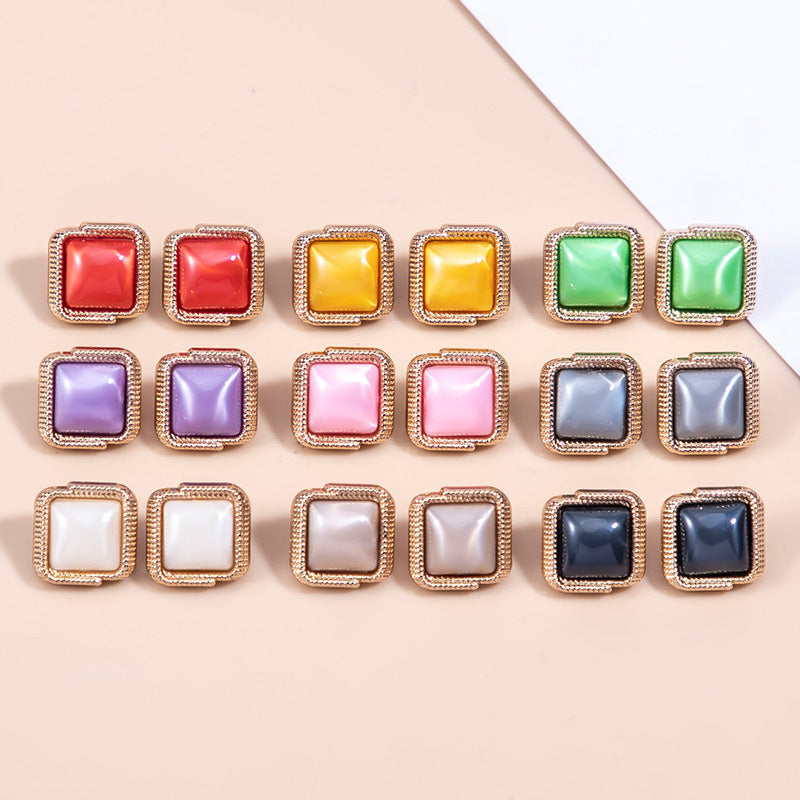 11.5mm Square Shirt Metal Resin Buttons with Shank 72 Pack(9 Colors)