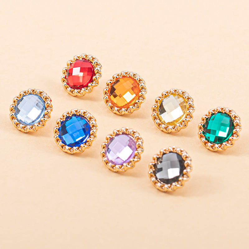 18L Acrylic Transparent Diamond Metal Shirt Buttons 80 Pack(16 Colors)