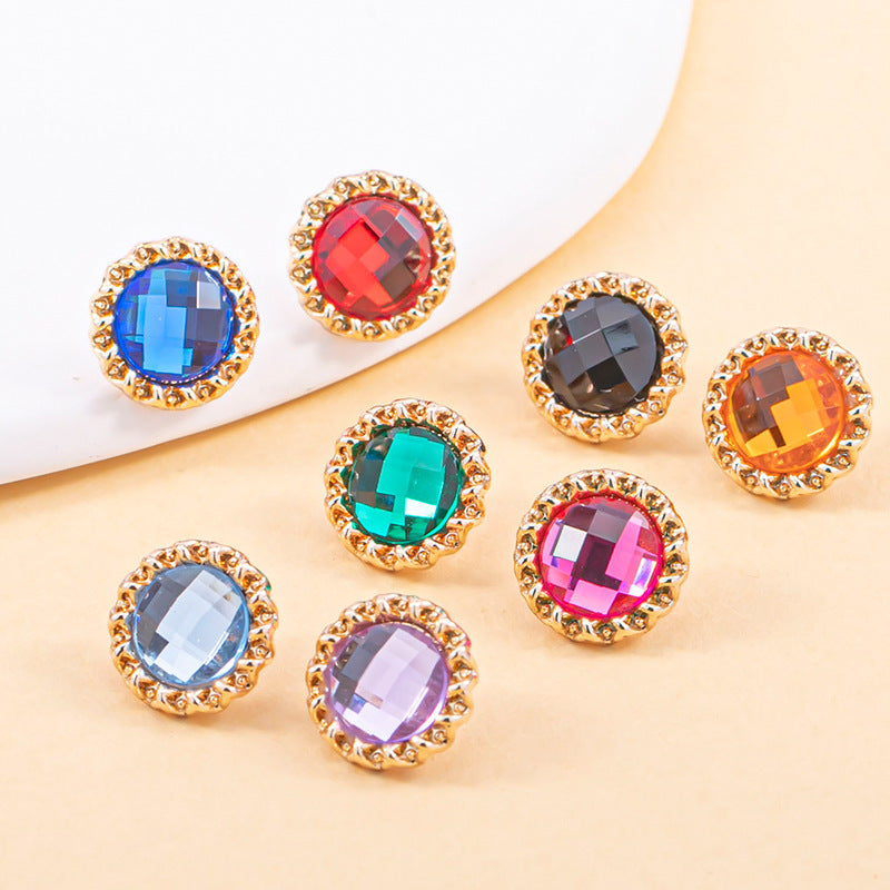 18L Acrylic Transparent Diamond Metal Shirt Buttons 80 Pack(16 Colors)
