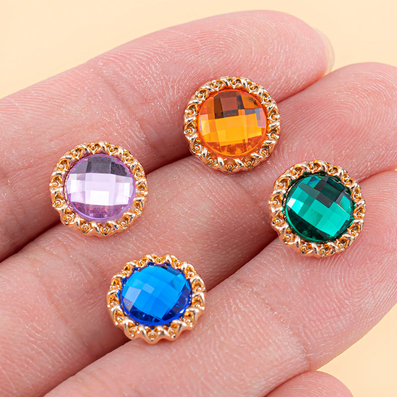 18L Acrylic Transparent Diamond Metal Shirt Buttons 80 Pack(16 Colors)