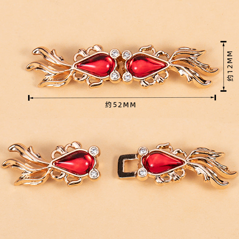 Goldfish-Shaped Cheongsam Frog Closure Metal Chinese Knot Button 12 Pack