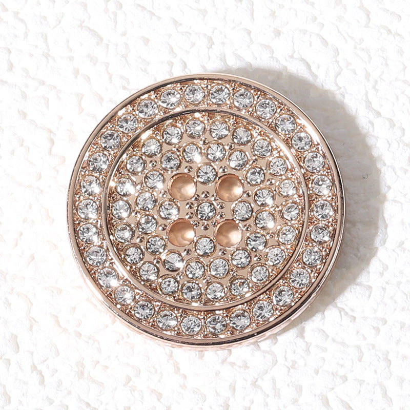 15-25mm Gold Silver Round Flat Rhinestone Metal Buttons 12 Pack