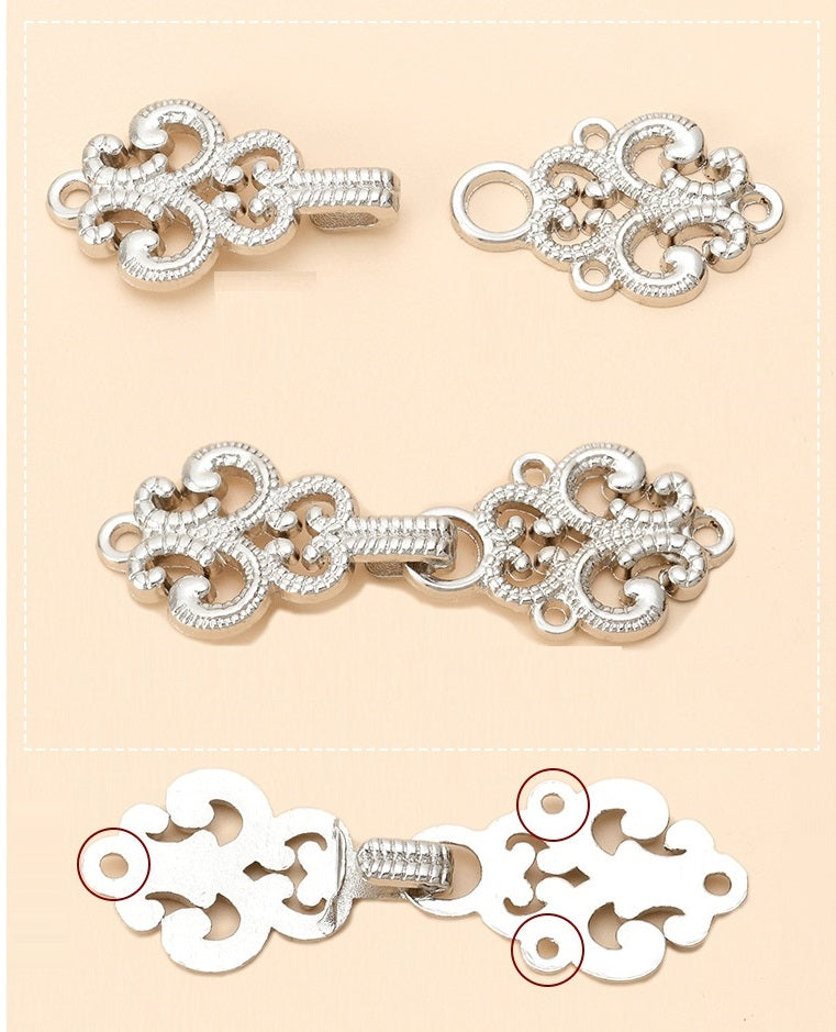 Chinese Style Hanfu Cheongsam Metal Lock Buttons 24 Pack