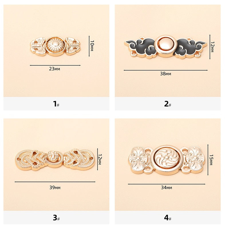 Chinese Style Hanfu Cheongsam Metal Lock Buttons 24 Pack