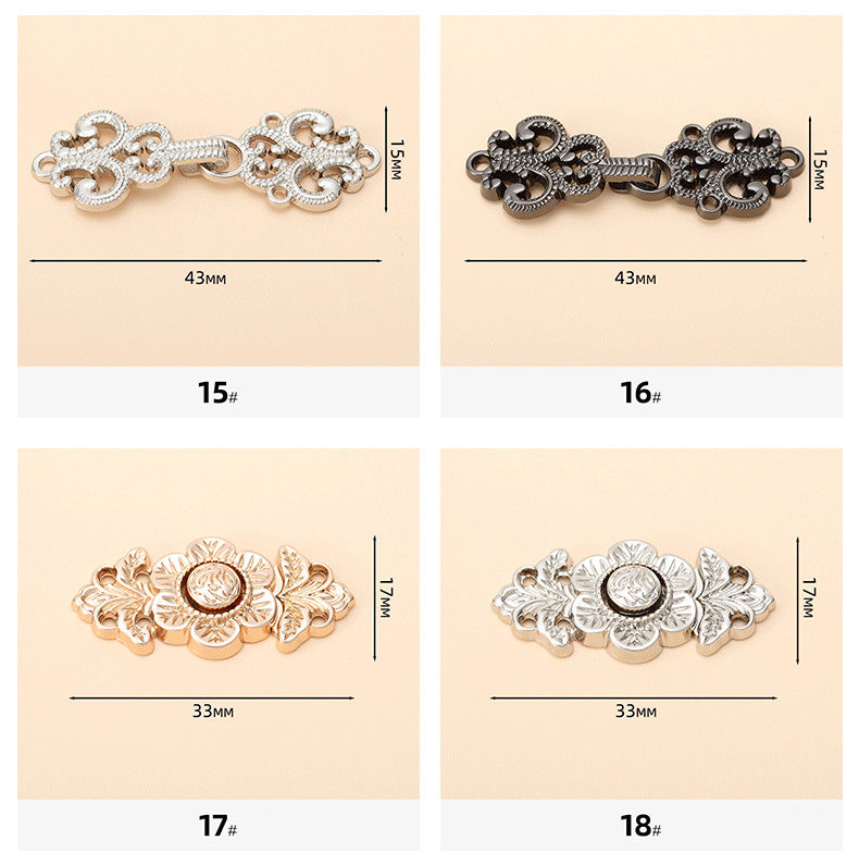 Chinese Style Hanfu Cheongsam Metal Lock Buttons 24 Pack