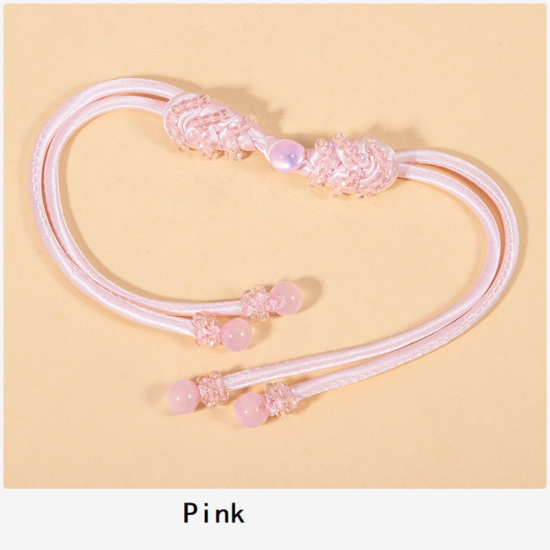 39cm Long-Tailed Pipa Crystal Whip Chinese Knot Button 4pcs Pink