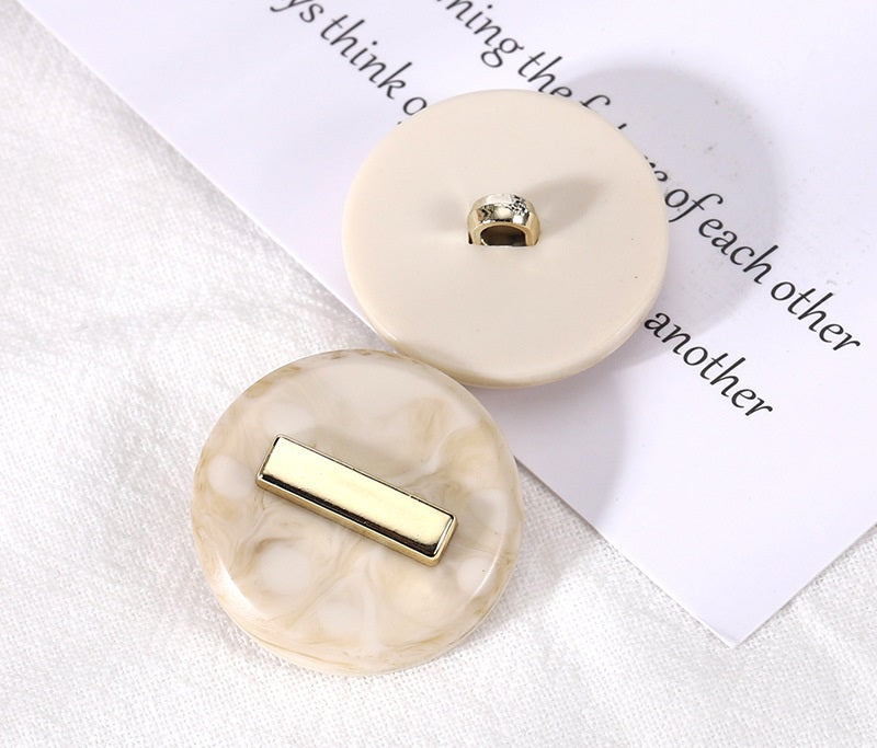 Beige Brown Electroplated Plastic Resin Round Combination Buttons 20pcs Beige