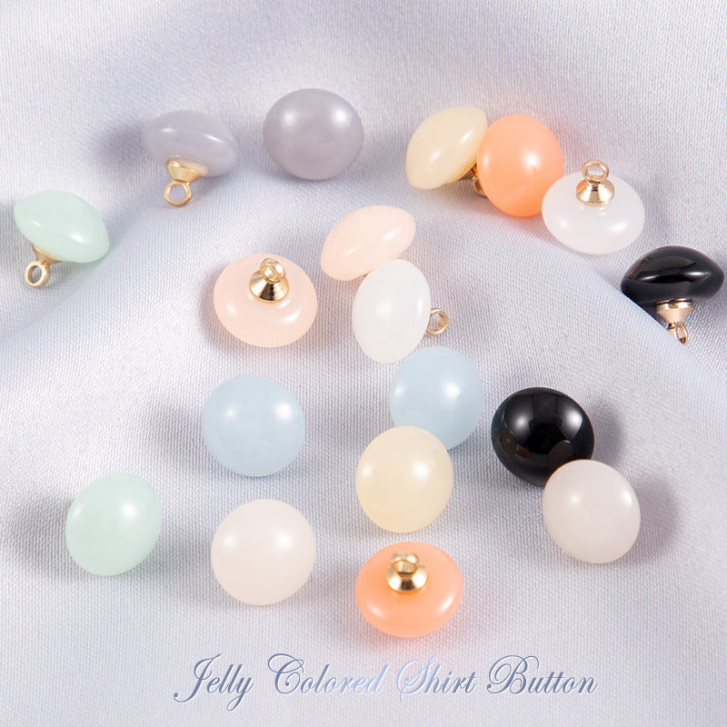10mm Round Jelly-Colored Resin Buttons for Shirts 50pcs