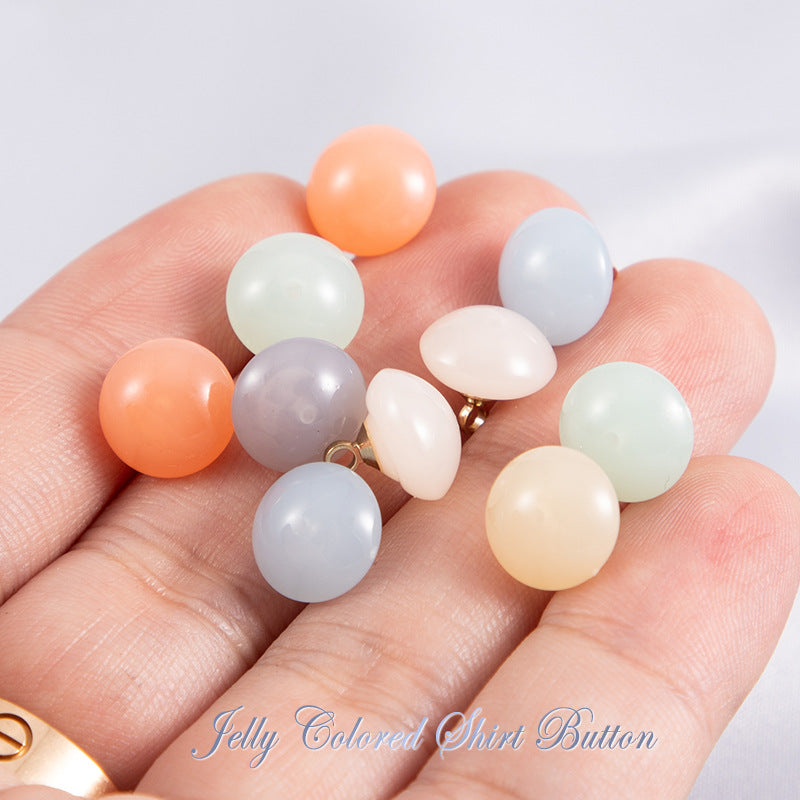 10mm Round Jelly-Colored Resin Buttons for Shirts 50pcs