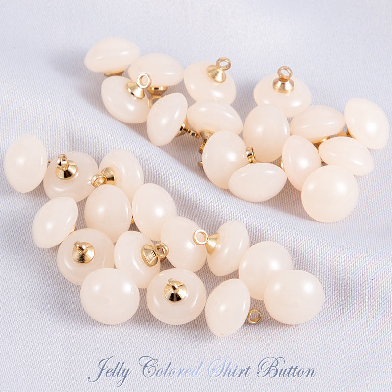 10mm Round Jelly-Colored Resin Buttons for Shirts 50pcs Beige
