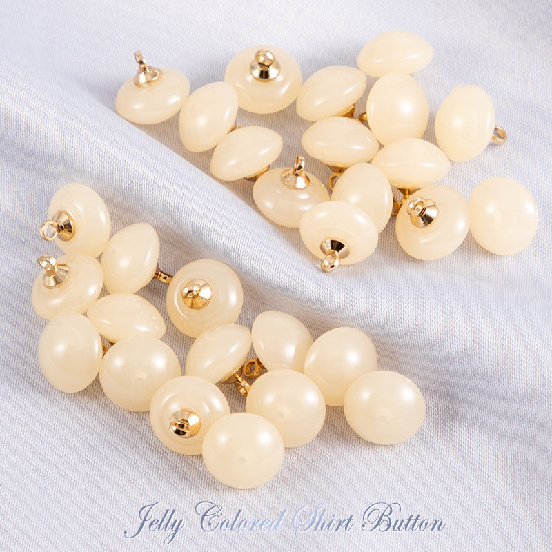 10mm Round Jelly-Colored Resin Buttons for Shirts 50pcs Beige Yellow