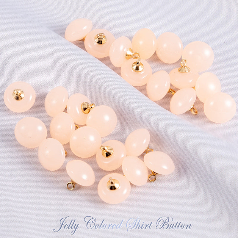 10mm Round Jelly-Colored Resin Buttons for Shirts 50pcs Light Pink