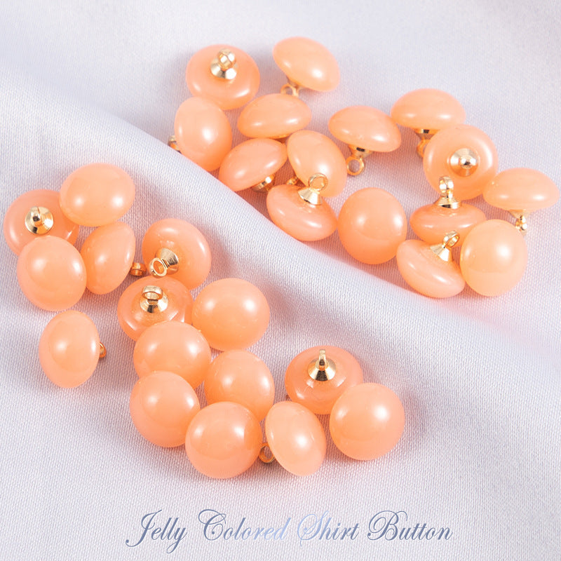 10mm Round Jelly-Colored Resin Buttons for Shirts 50pcs Orange Pink