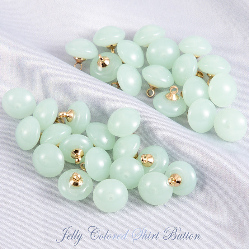 10mm Round Jelly-Colored Resin Buttons for Shirts 50pcs Light Green