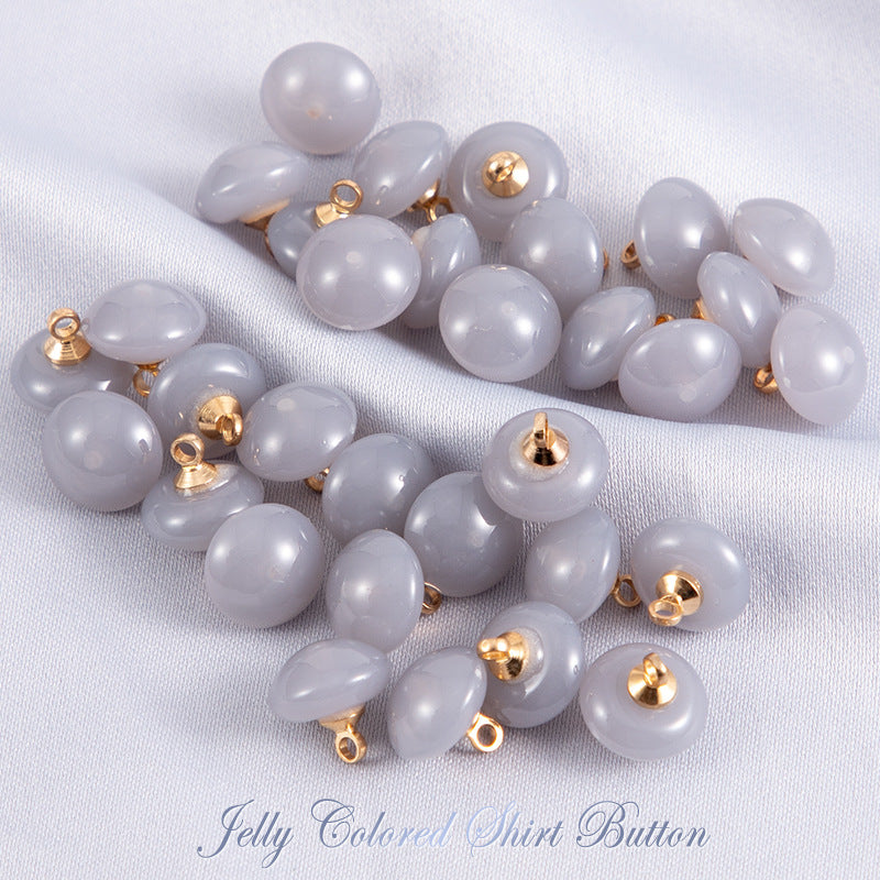 10mm Round Jelly-Colored Resin Buttons for Shirts 50pcs Gray