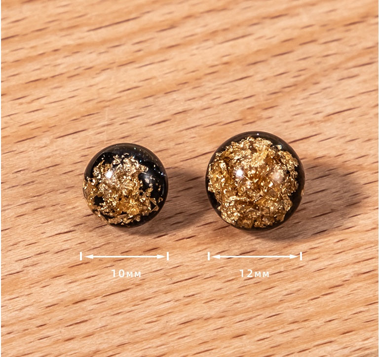 10mm Chinese Gold Foil Resin Pearl Buttons Set of 60