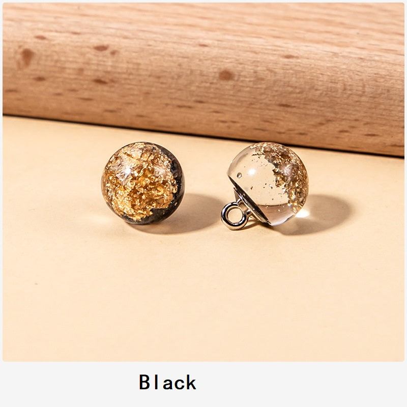 10mm Chinese Gold Foil Resin Pearl Buttons Set of 60