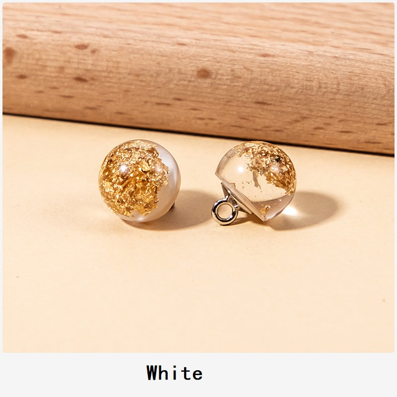 10mm Chinese Gold Foil Resin Pearl Buttons Set of 60