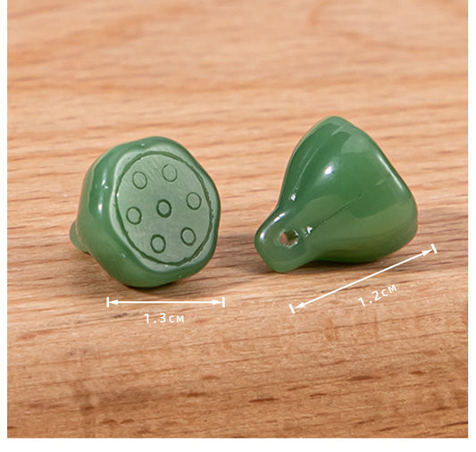 13mm Glass Lotus Seedpod Chinese Decorative Buttons 40 Pack