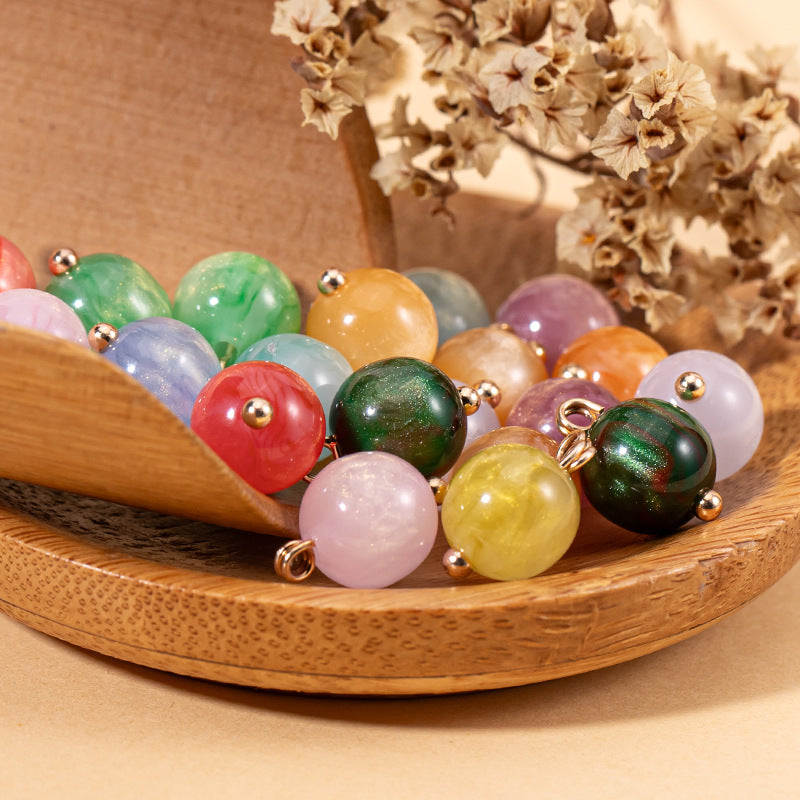 Chinese Pearlescent Resin Round Bead Buttons 66 Pack