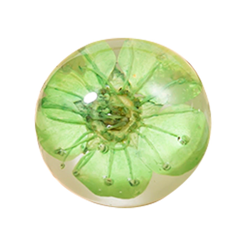 Chinese Resin Dried Flower Transparent Bead Button 8 Pack