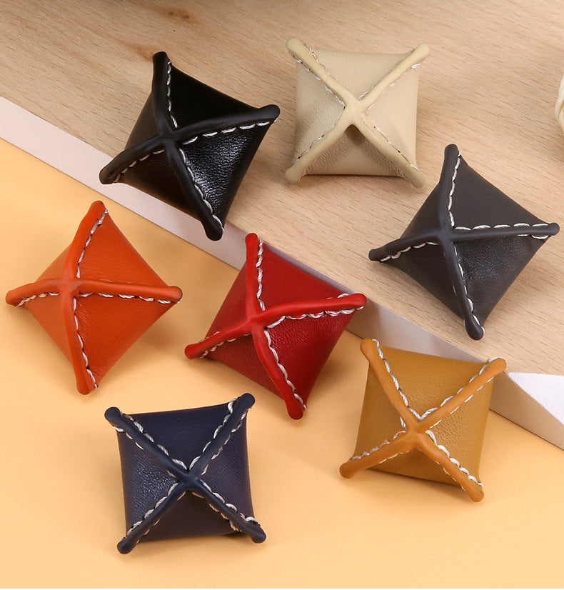 Rhombus Genuine Leather Buttons for Women's Cashmere Coats 10 Pack