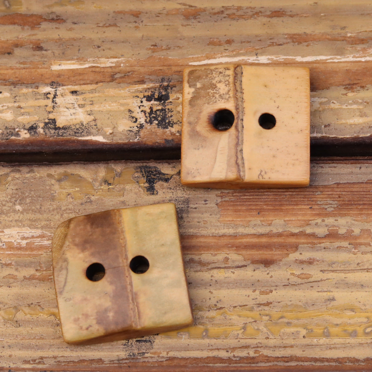 44L Square Original Ecological Natural Bamboo Two-Hole Buttons 10Pcs