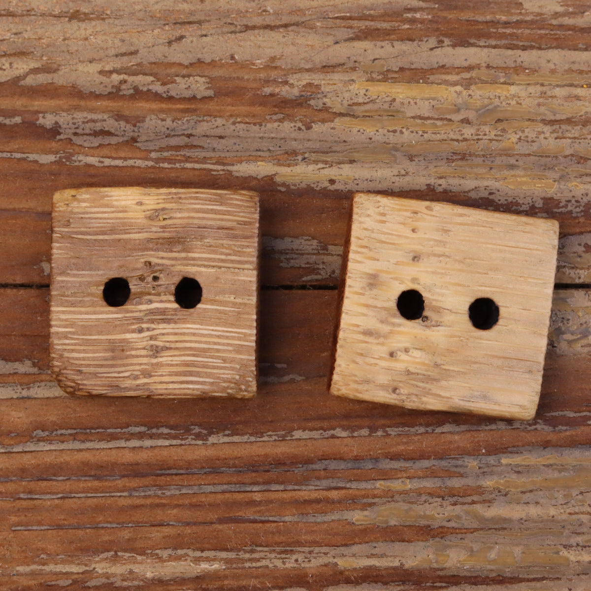 44L Square Original Ecological Natural Bamboo Two-Hole Buttons 10Pcs