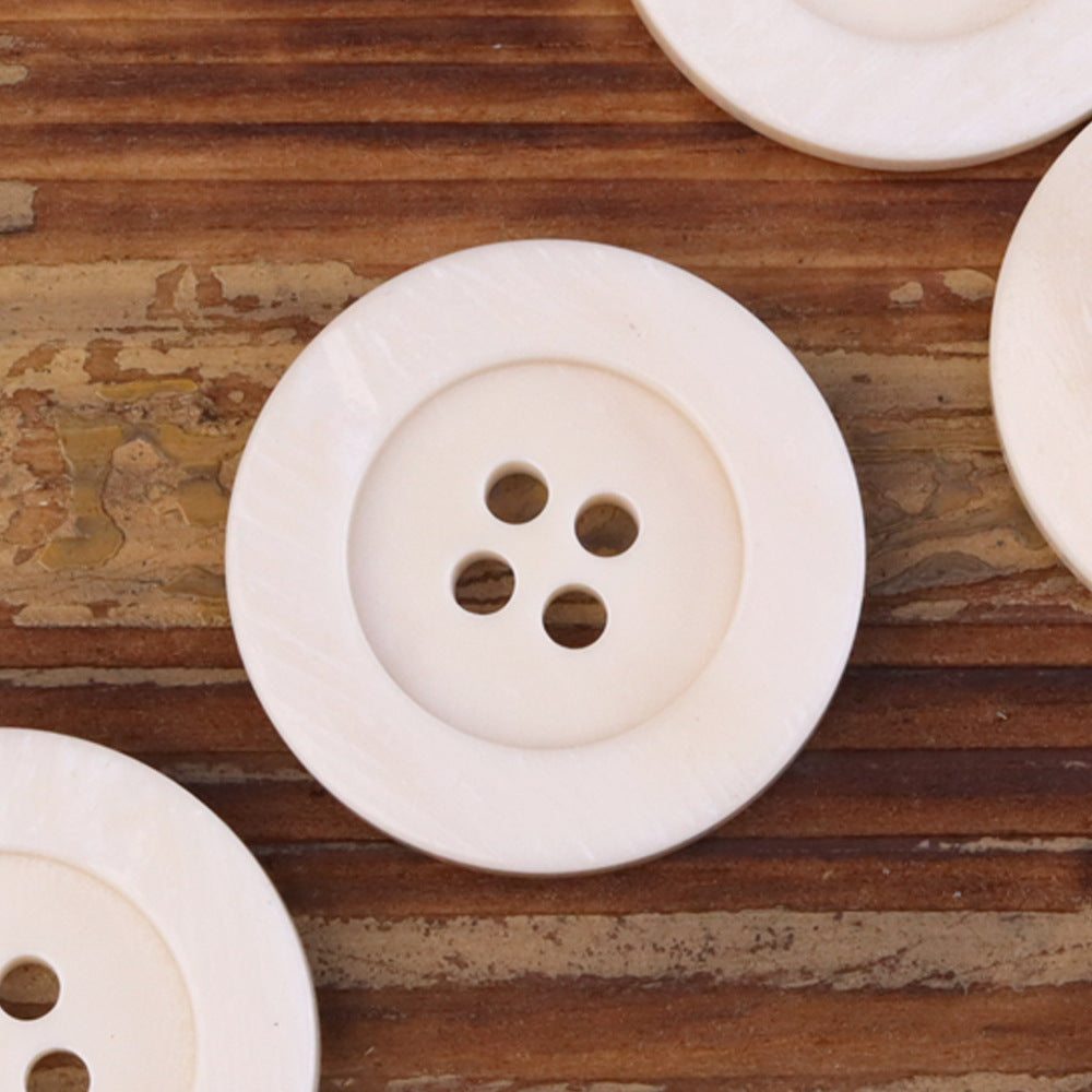 15-25mm Flat Wide-Edged 4 Hole Genuine Bovine Bone Buttons 20 Pack Wide Edge