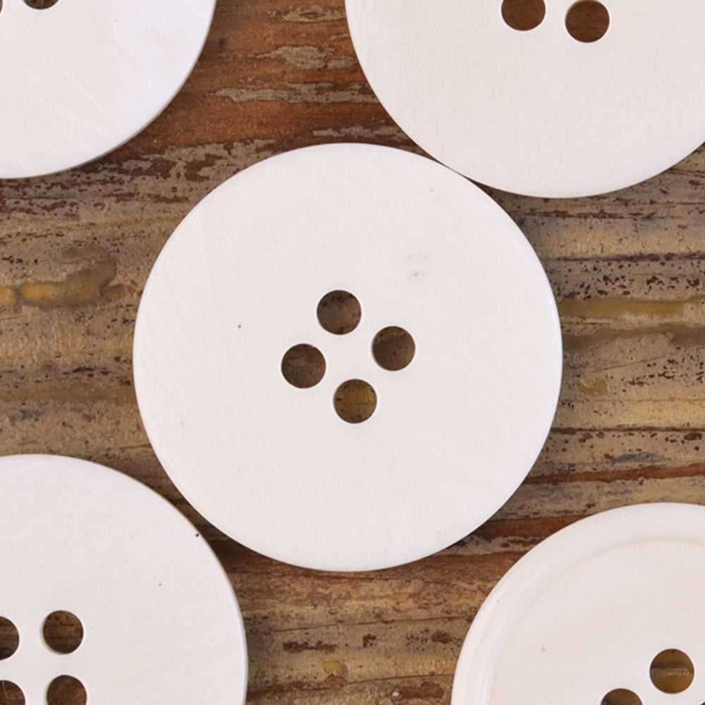15-25mm Flat Wide-Edged 4 Hole Genuine Bovine Bone Buttons 20 Pack Silm Edge