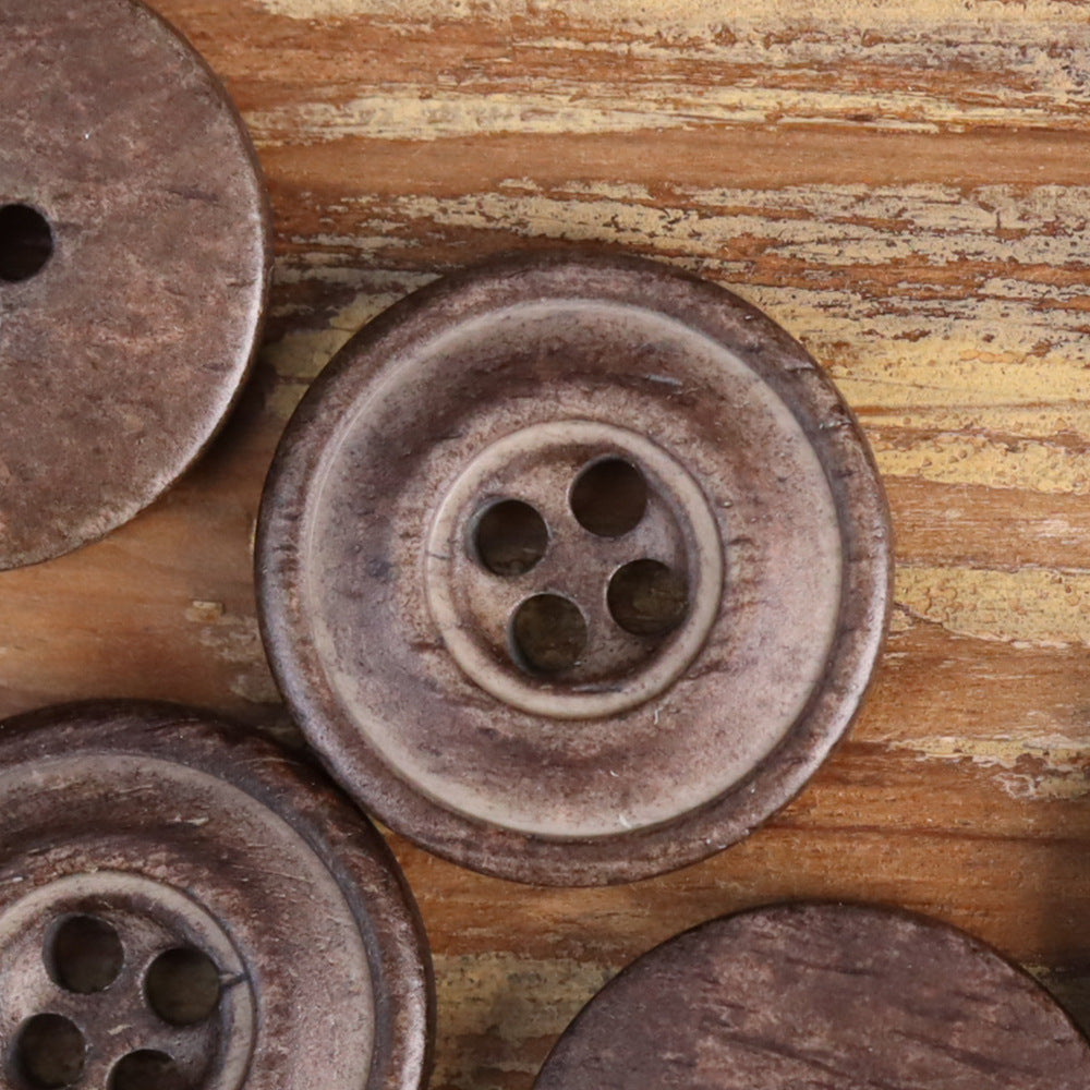 Retro Distressed Bovine Bone Buttons for Men's Jackets Shirts 48 Pack (4 Sizes) Coffee