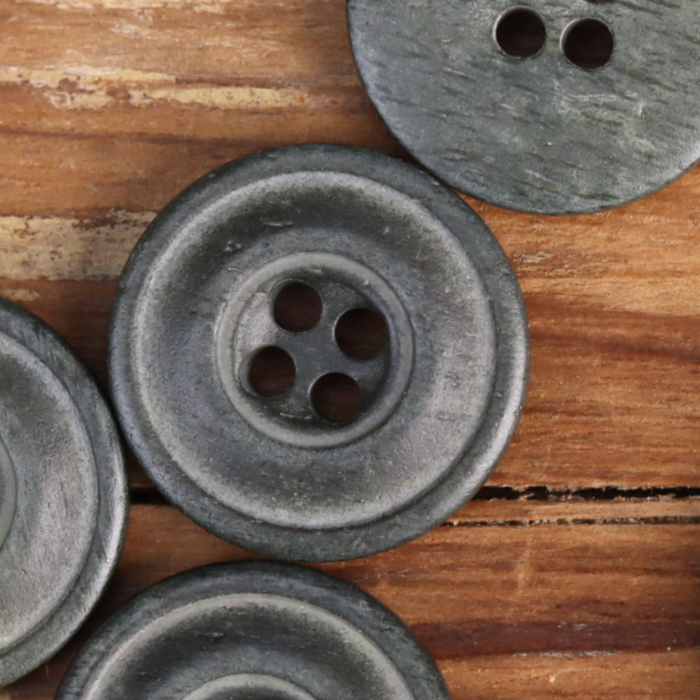 Retro Distressed Bovine Bone Buttons for Men's Jackets Shirts 48 Pack (4 Sizes) Gray Green