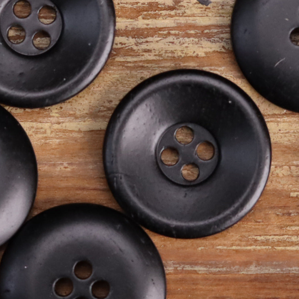 Bowl-Shaped Vintage Distressed Genuine Bovine Bone Buttons 15 Pack Black