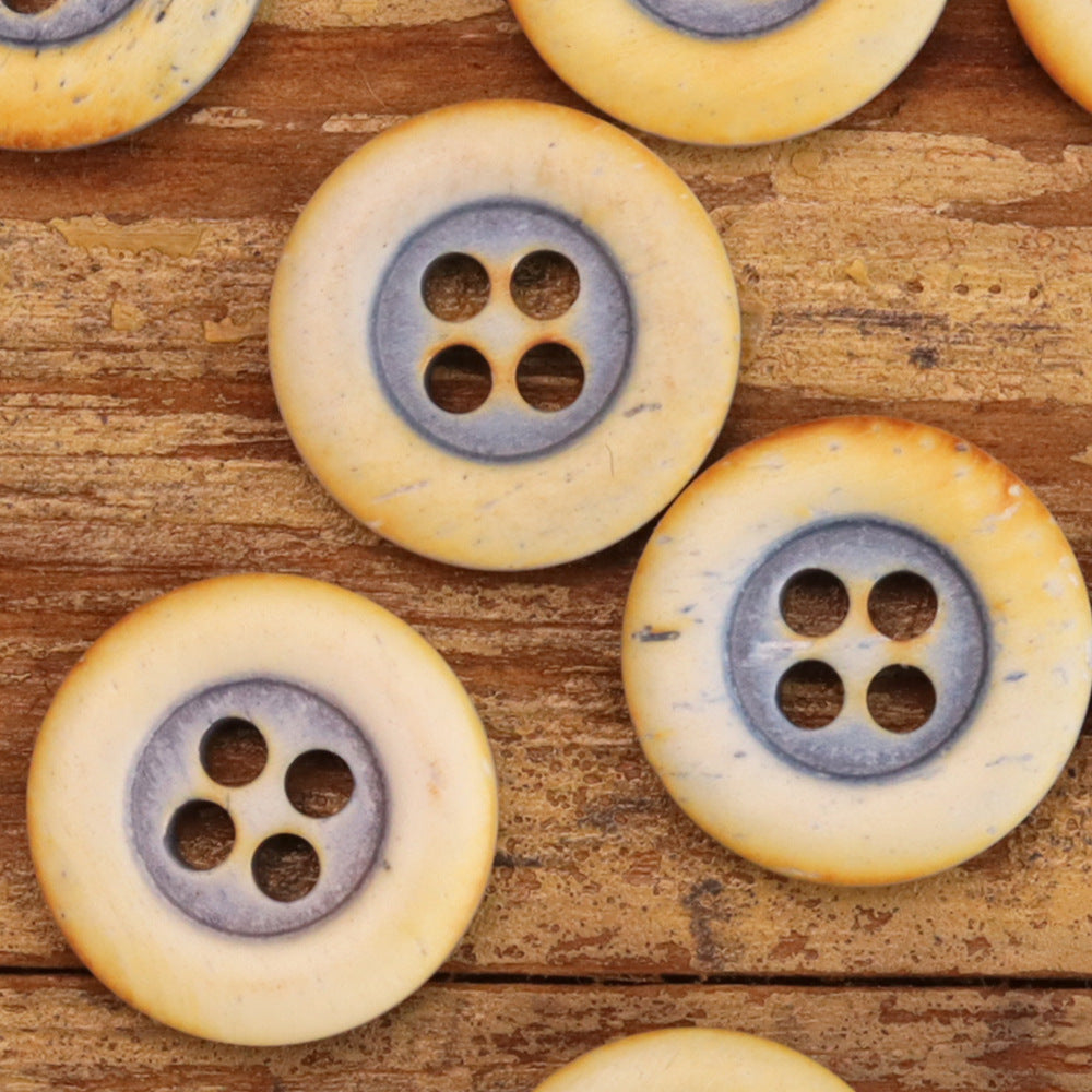 11.5mm/15mm Retro American Round-Edged Bovine Bone Buttons 12pcs