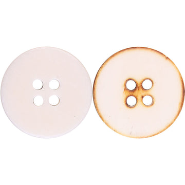 18-40L White Burnished Double-Flat Bovine Bone Buttons 30 Pack