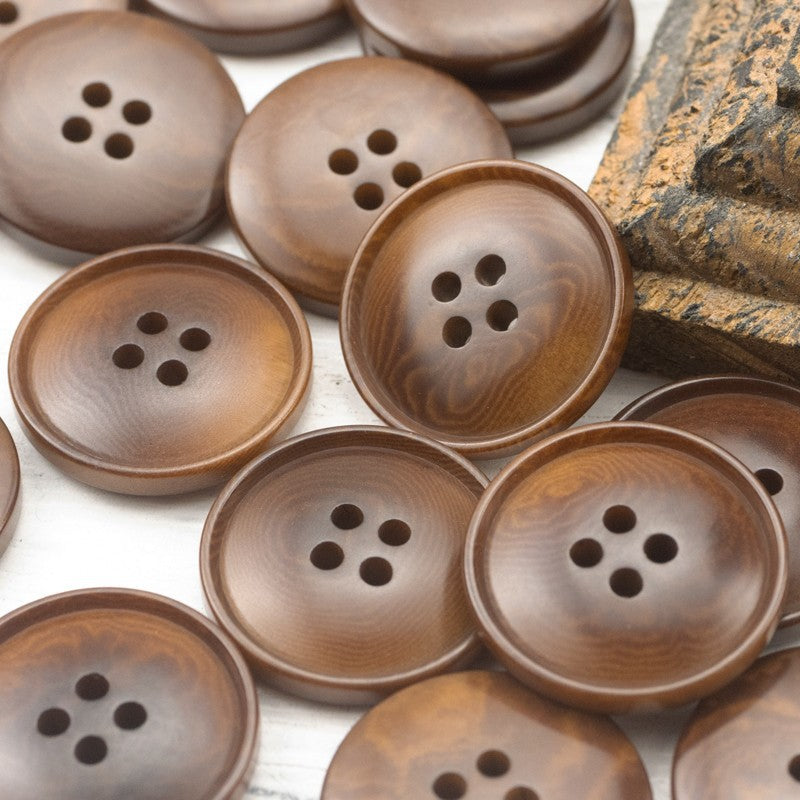 15-25mm Gray-Blue Palm Nut Shell Corozo Four-Hole Buttons 25 Pack Brown
