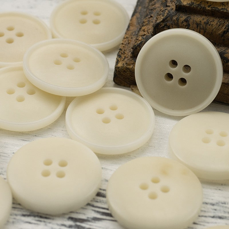 15-25mm Gray-Blue Palm Nut Shell Corozo Four-Hole Buttons 25 Pack Beige