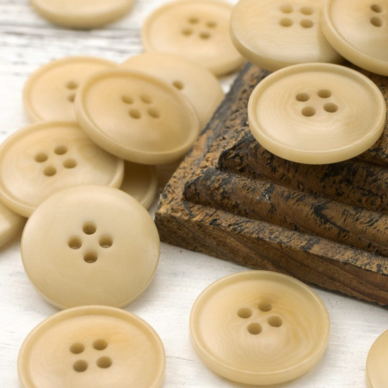15-25mm Gray-Blue Palm Nut Shell Corozo Four-Hole Buttons 25 Pack Light Khaki