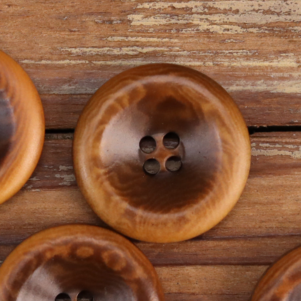 15-25mm Retro Burnished Palm Tree Nut Shell Buttons 25 Pack Coffee