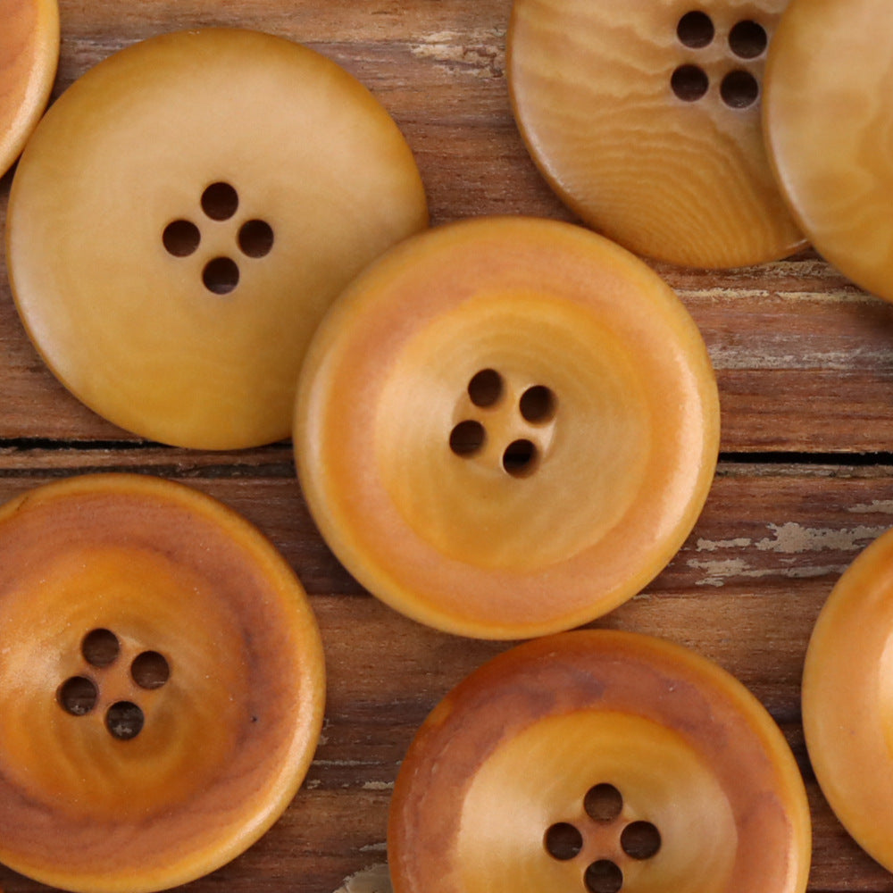 15-25mm Retro Burnished Palm Tree Nut Shell Buttons 25 Pack Yellow